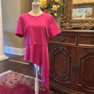 Vince Camuto fuschia asymmetrical ss top. Size is XL